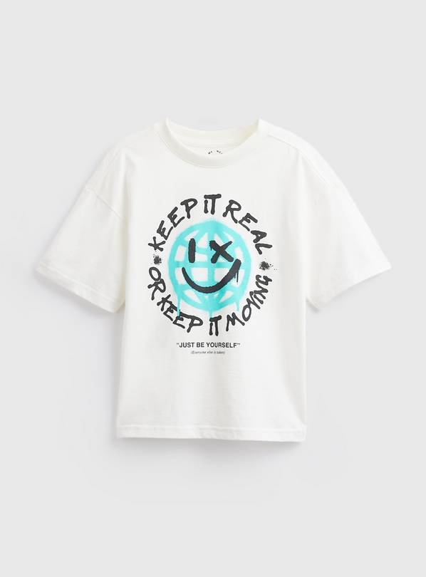 White Smiley Graphic T-Shirt 13 years