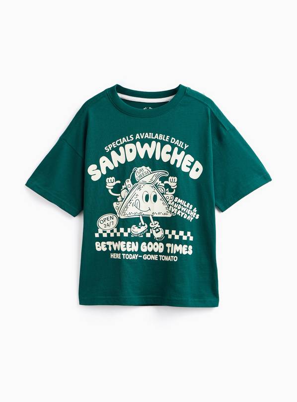 Green Sandwiched Graphic Print T-Shirt 6 years