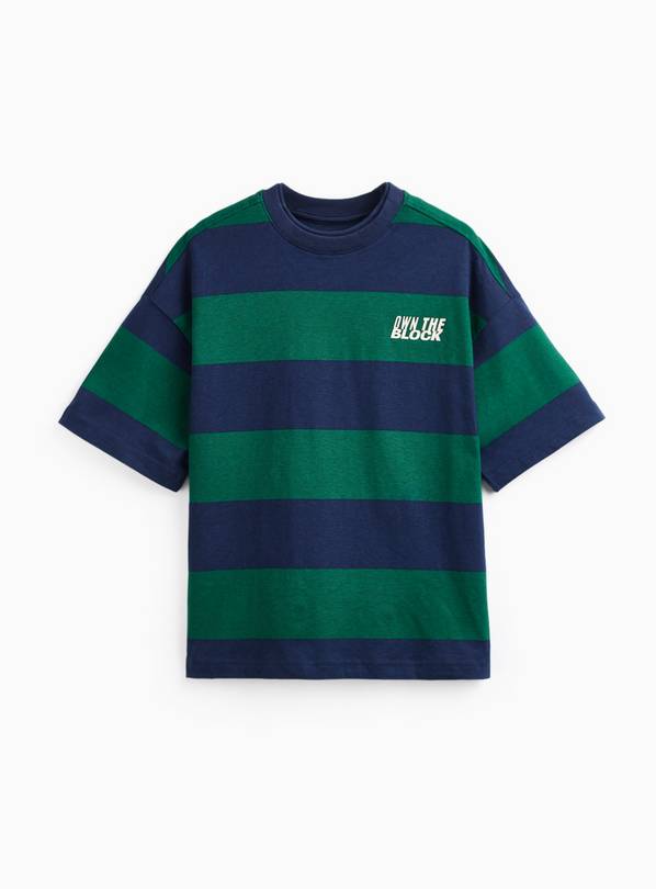 Navy & Green Own The Block Stripe T-Shirt 7 years