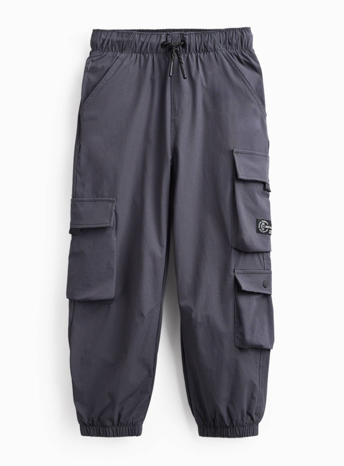 Grey Cargo Pants with Pockets & Patches  12 years - Image 1