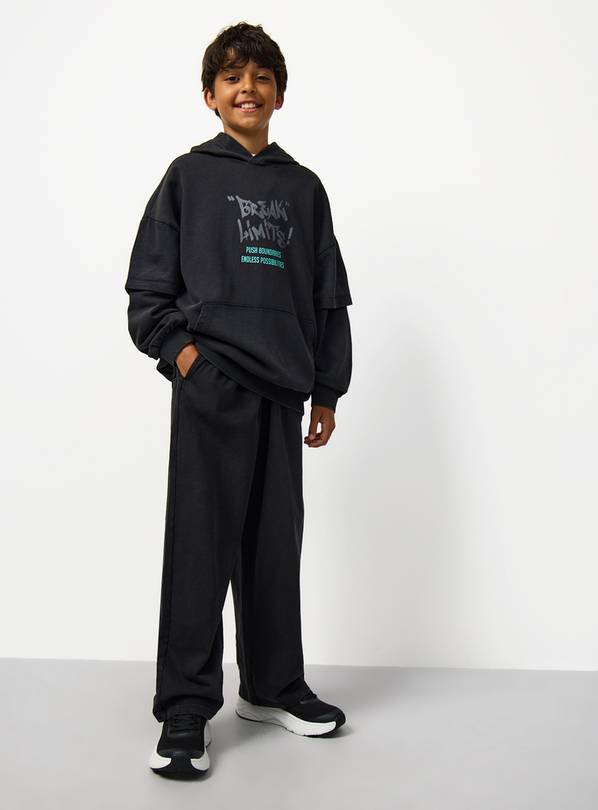 Charcoal Acid-Washed City Life Hoodie & Shorts Set 10 years