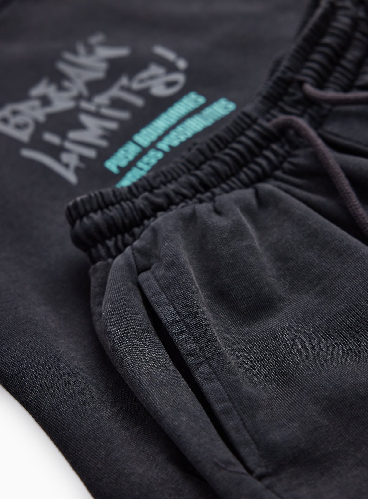 Charcoal Acid-Washed City Life Hoodie & Shorts Set 10 years - Image 4 thumbnail