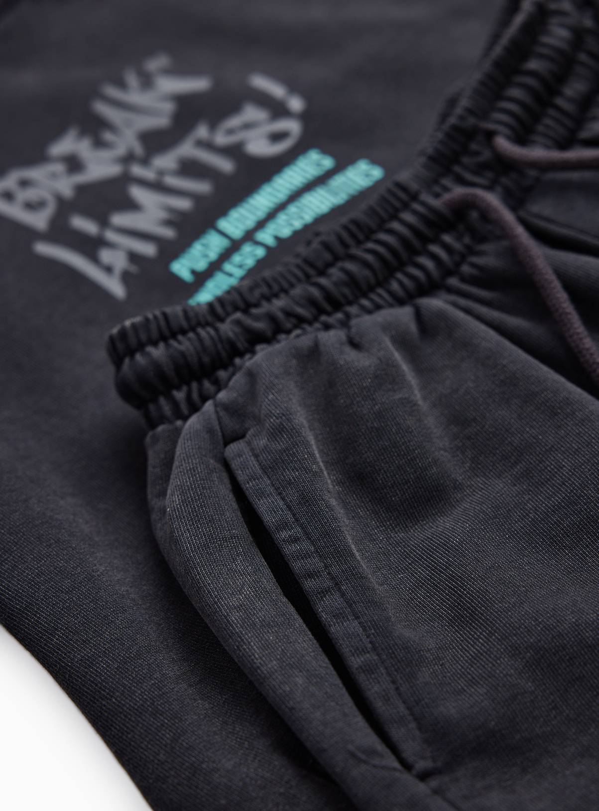 Charcoal Acid-Washed City Life Hoodie & Shorts Set 10 years - Image 4
