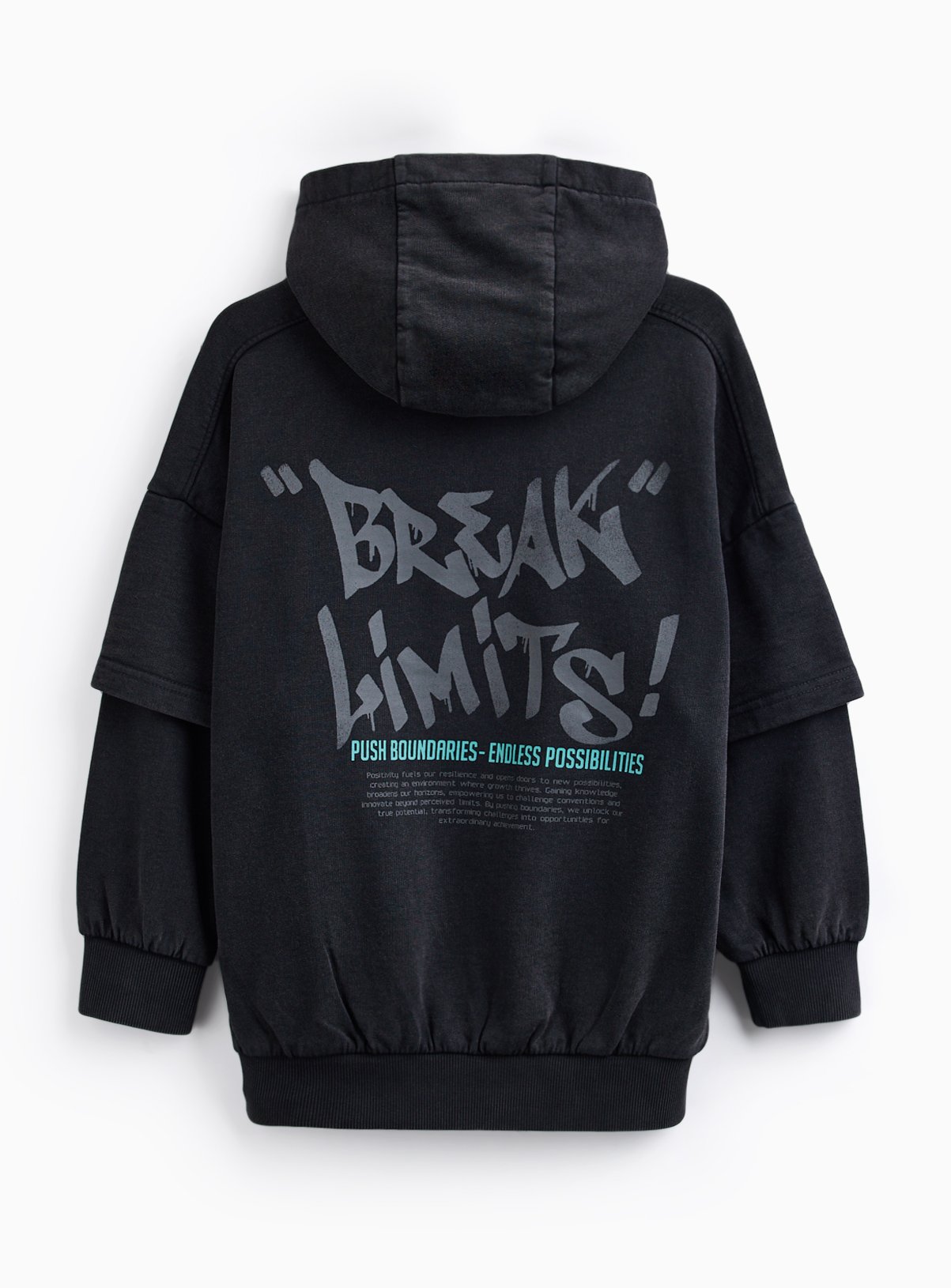 Charcoal Acid-Washed City Life Hoodie & Shorts Set 10 years - Image 6 thumbnail
