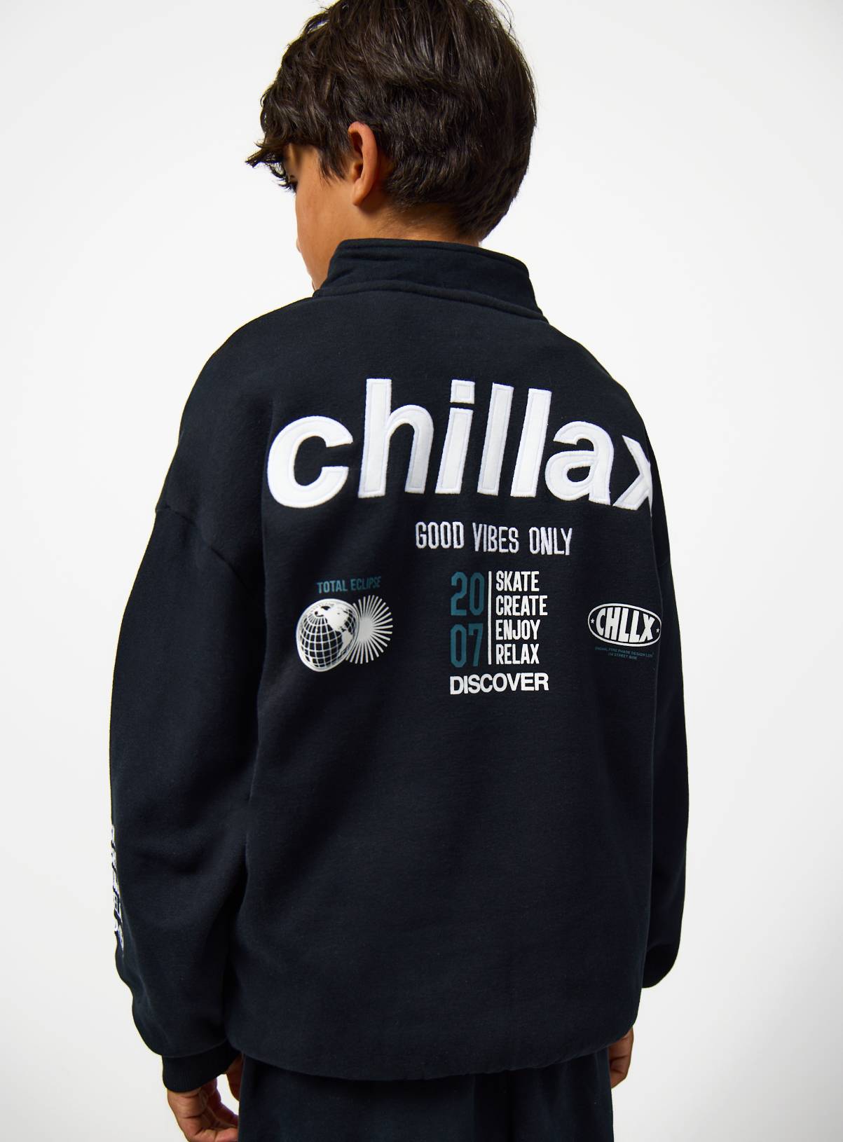 Black Chillax Graphic Sweatshirt & Joggers Set 10 years - Image 2