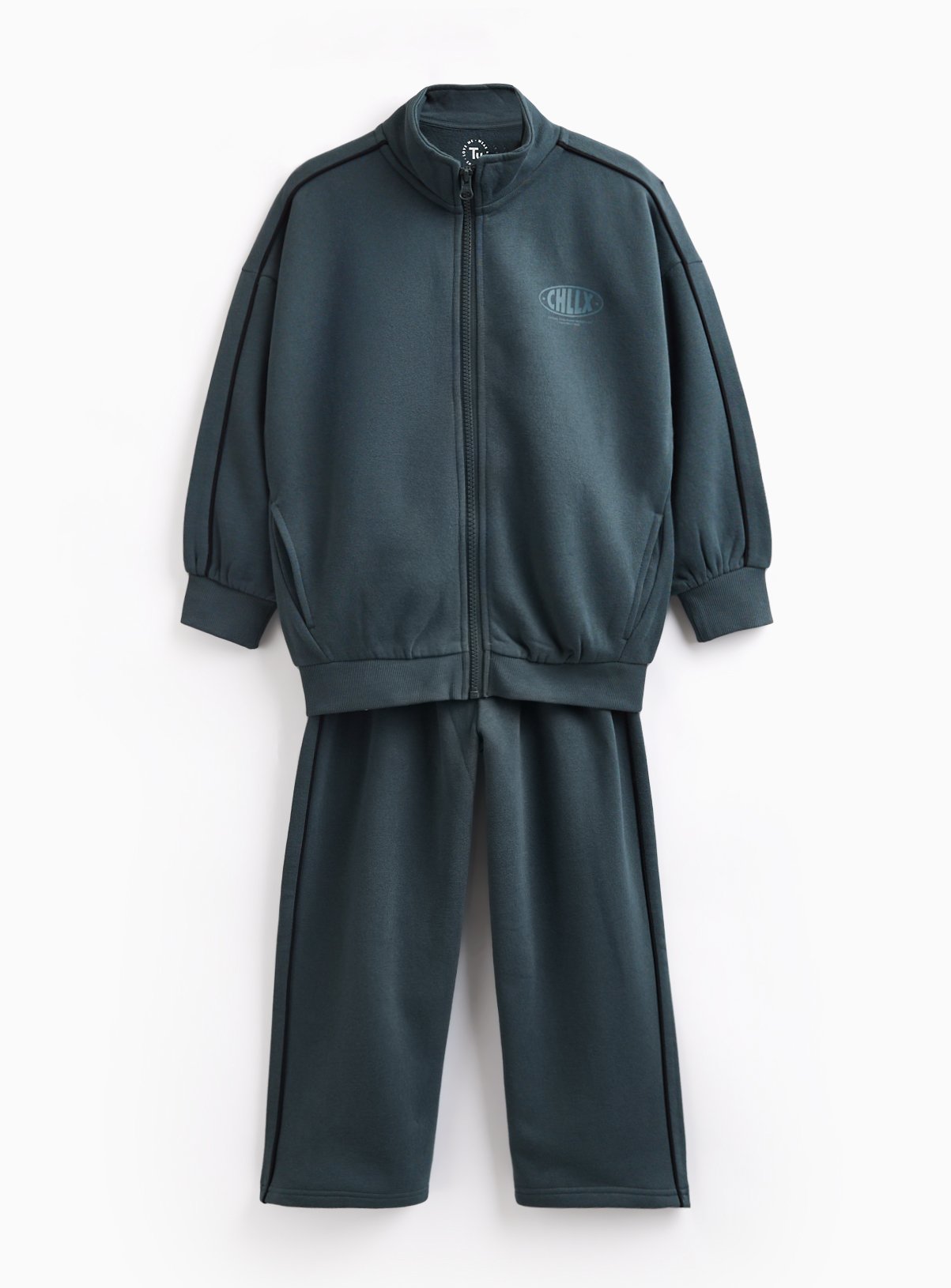 Teal Chillax Motif Funnel Neck Sweatshirt & Joggers Set 11 years - Image 3 thumbnail