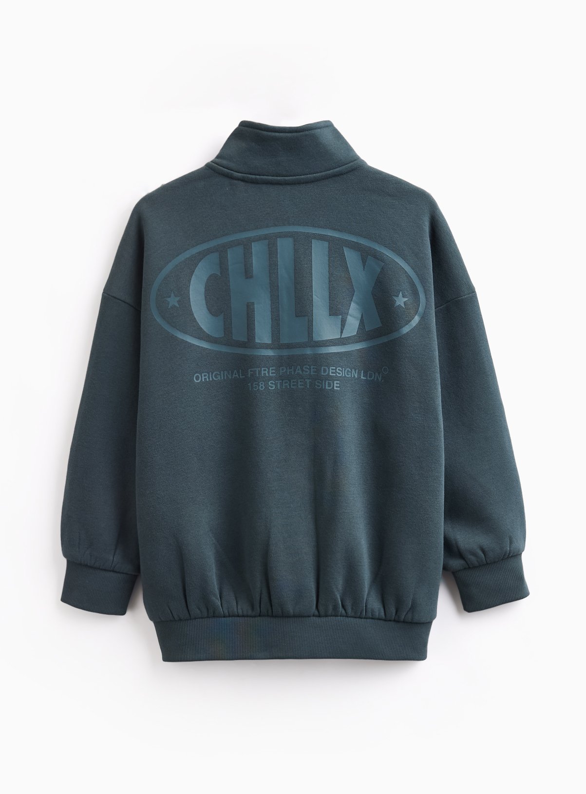 Teal Chillax Motif Funnel Neck Sweatshirt & Joggers Set 11 years - Image 5 thumbnail