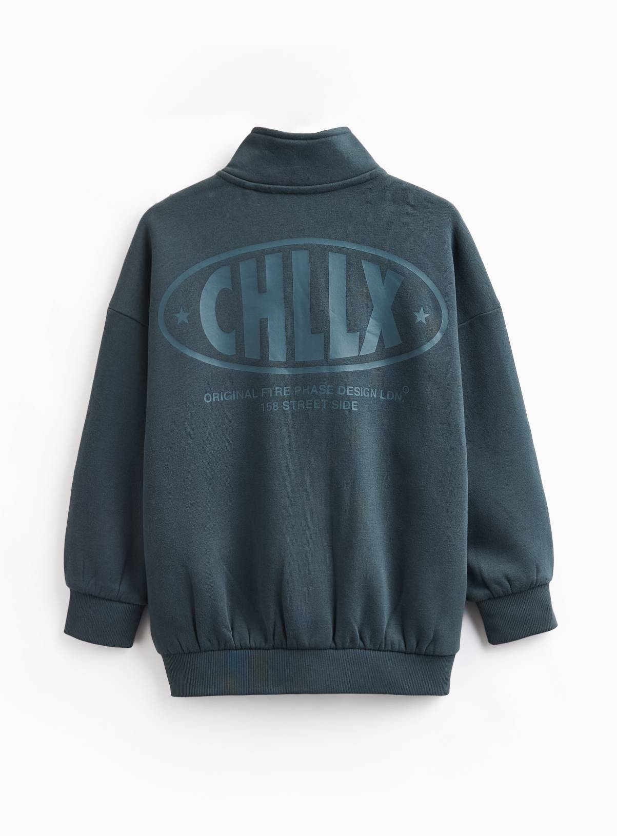 Teal Chillax Motif Funnel Neck Sweatshirt & Joggers Set 11 years - Image 5
