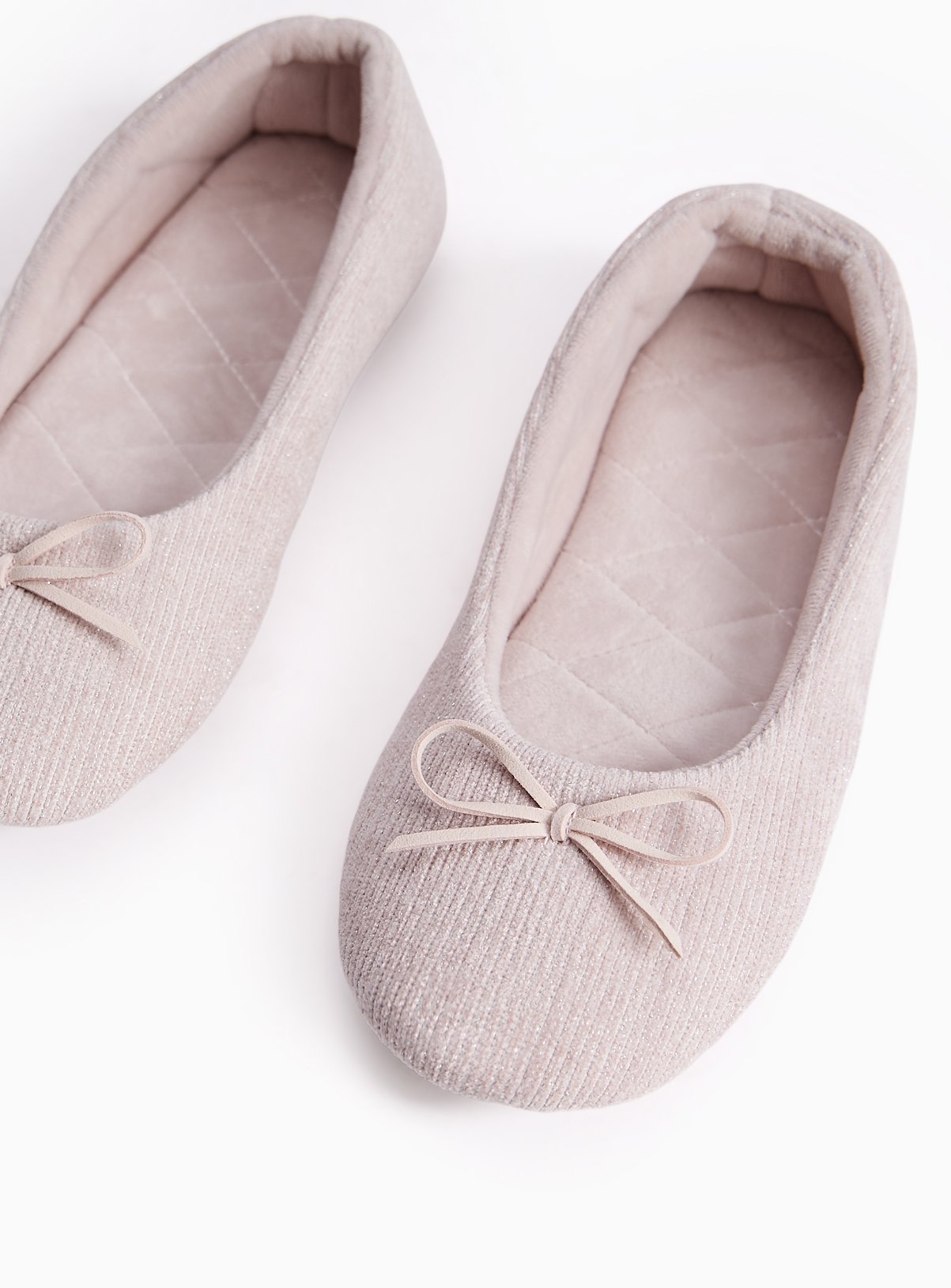 Pink Textured Sparkle Ballerina Slippers  7 - Image 1 thumbnail