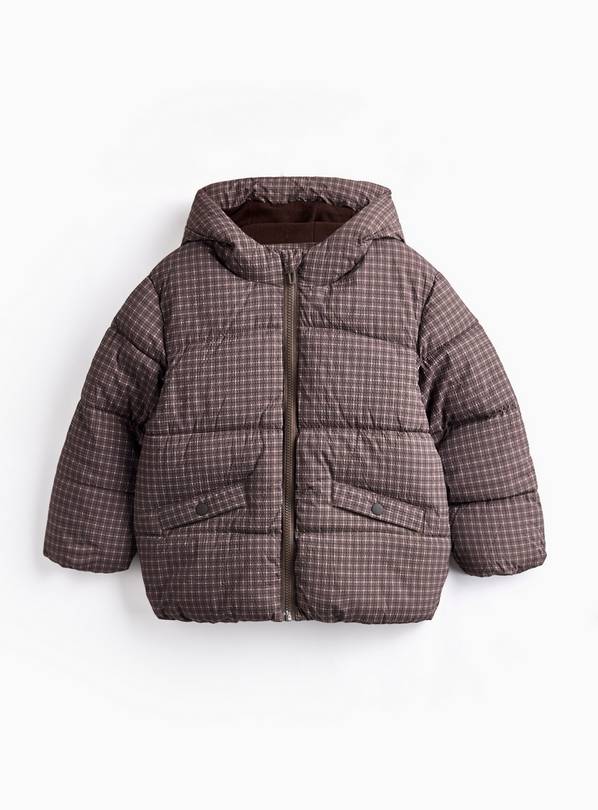 Brown Checked Puffer Jacket 3-4 Years
