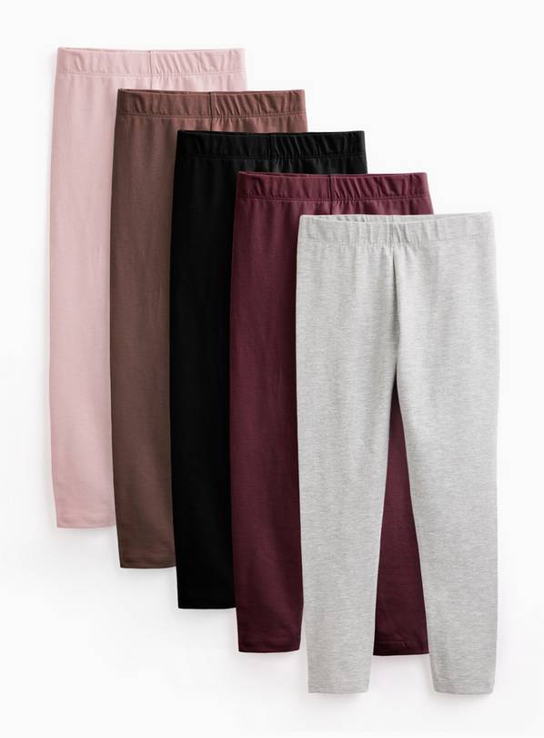 Pink, Brown & Purple Leggings 5 Pack 11 years