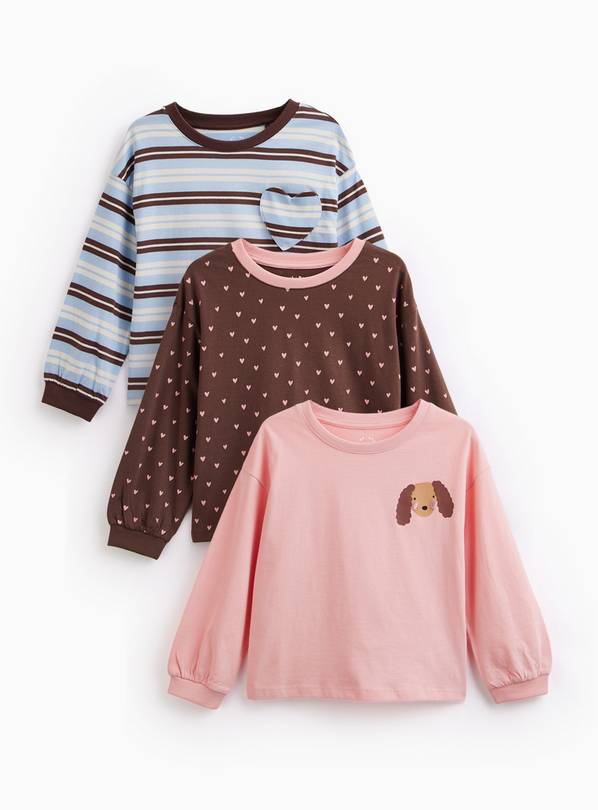 Stripe Long Sleeve Cuffed Tops 3 Pack  2-3 years