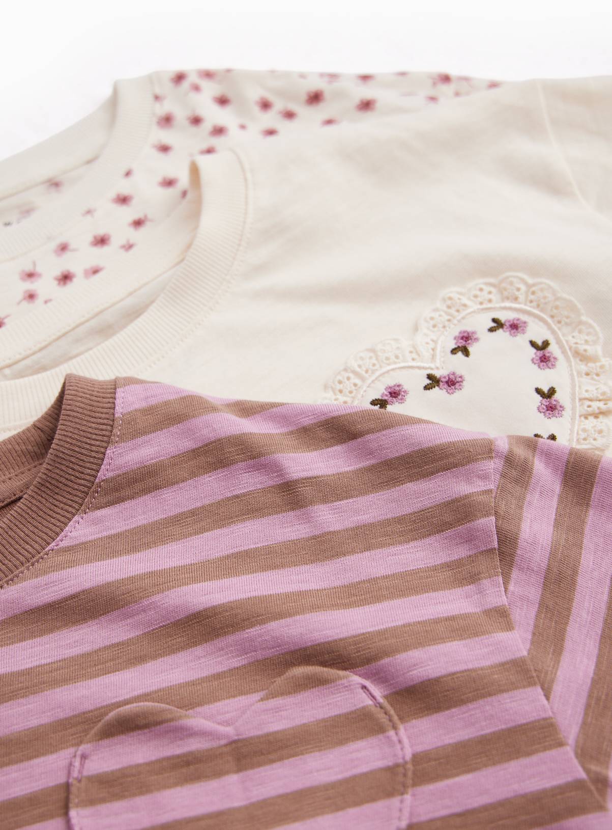 Cream Jersey Long-Sleeve Cuffed Tops 3-Pack 6-7 years - Image 2