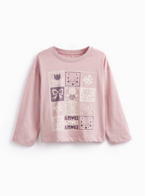 Pink Patchwork Flower Graphic Long Sleeve T-Shirt 4-5 years
