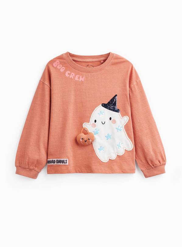 Orange Embroidered Ghost Halloween Jumper  2-3 years