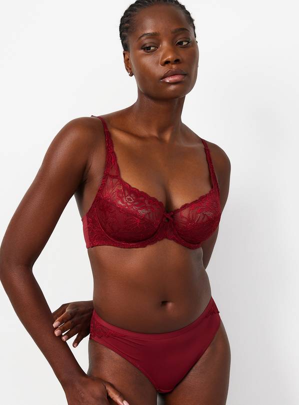Red Fleur Lace Full Cup Bra 42D