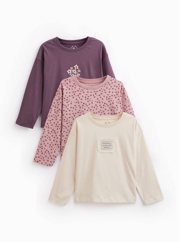 Jersey Relaxed Long-Sleeve Tops 3 Pack 1-2 years