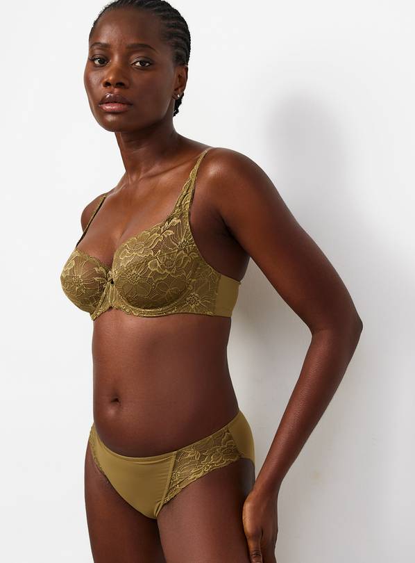 Olive Green Fleur Lace Full Cup Bra 40E