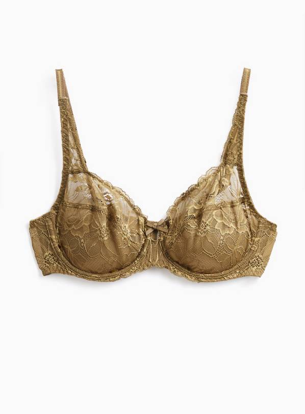 Olive Green Fleur Lace Full Cup Bra 42E