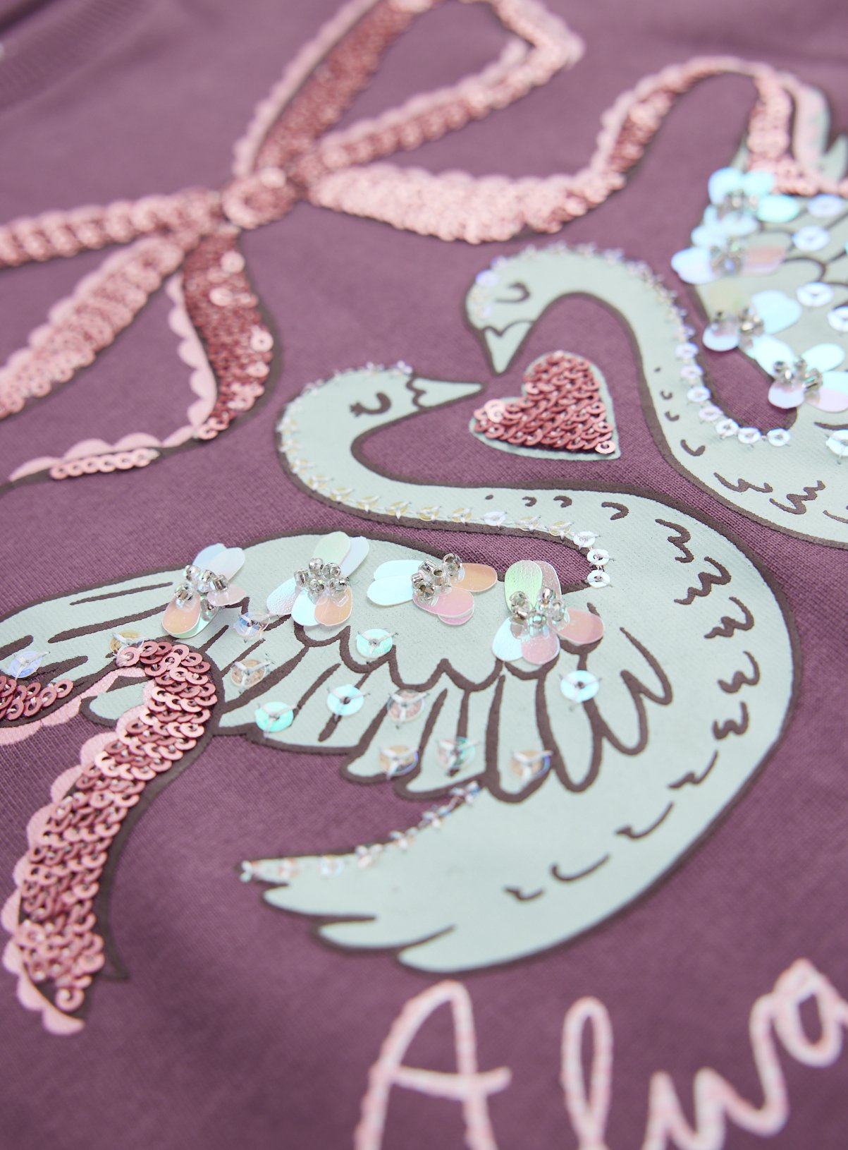 Purple Sequin Swan Long Sleeve Top 7-8 years - Image 2 thumbnail