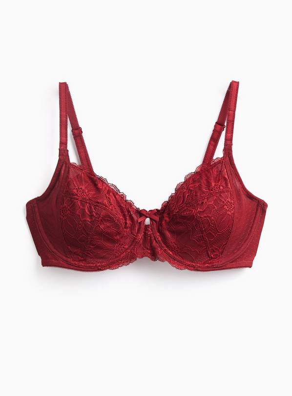 Red Fleur Lace Full Cup Bra DD+ 42GG