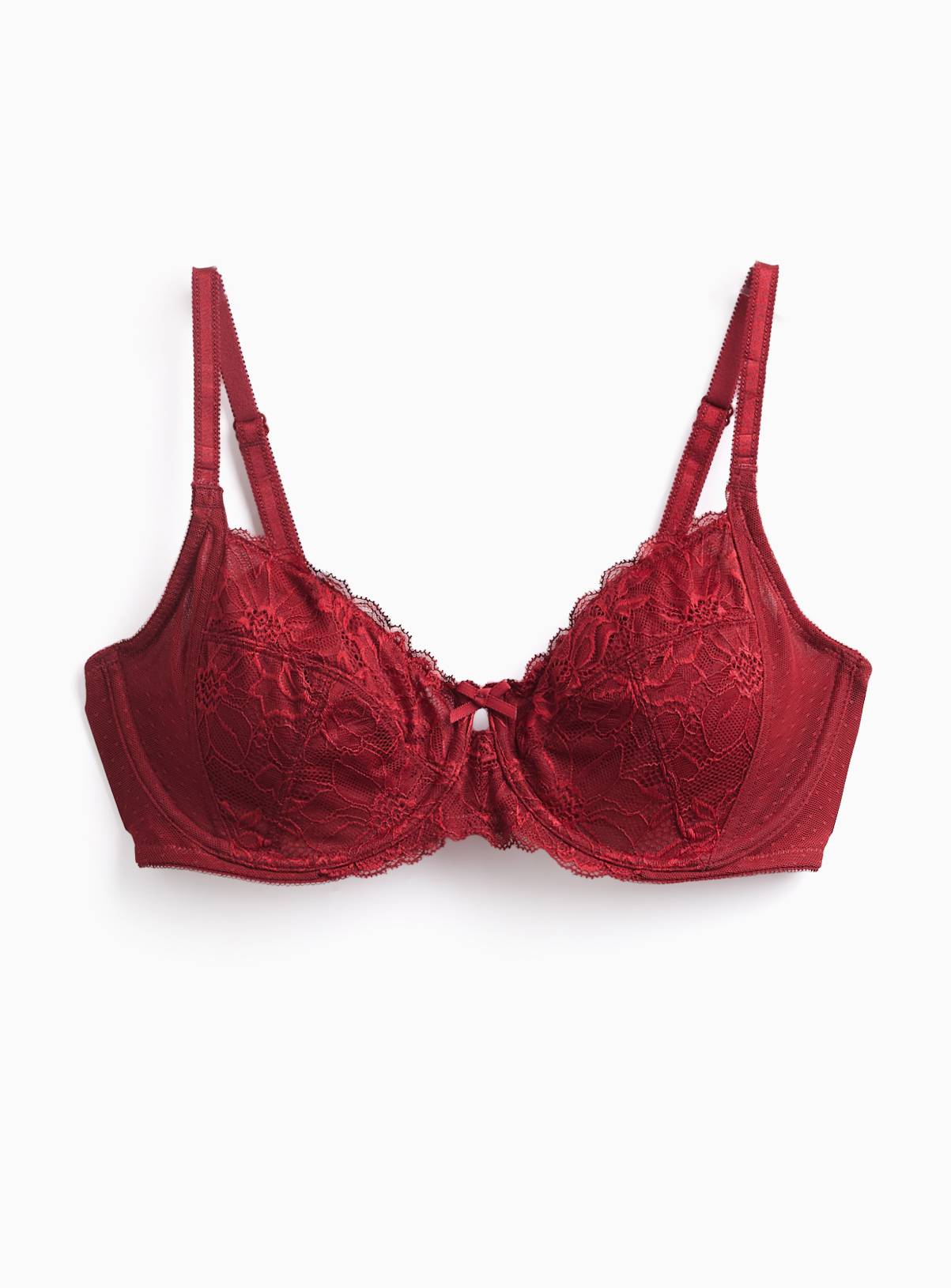 Red Fleur Lace Full Cup Bra DD+ 42GG - Image 3