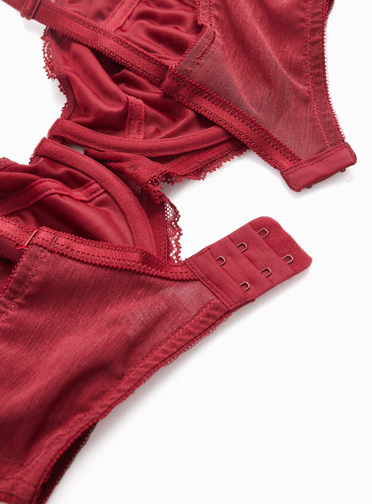 Red Fleur Lace Full Cup Bra DD+ 42GG - Image 4