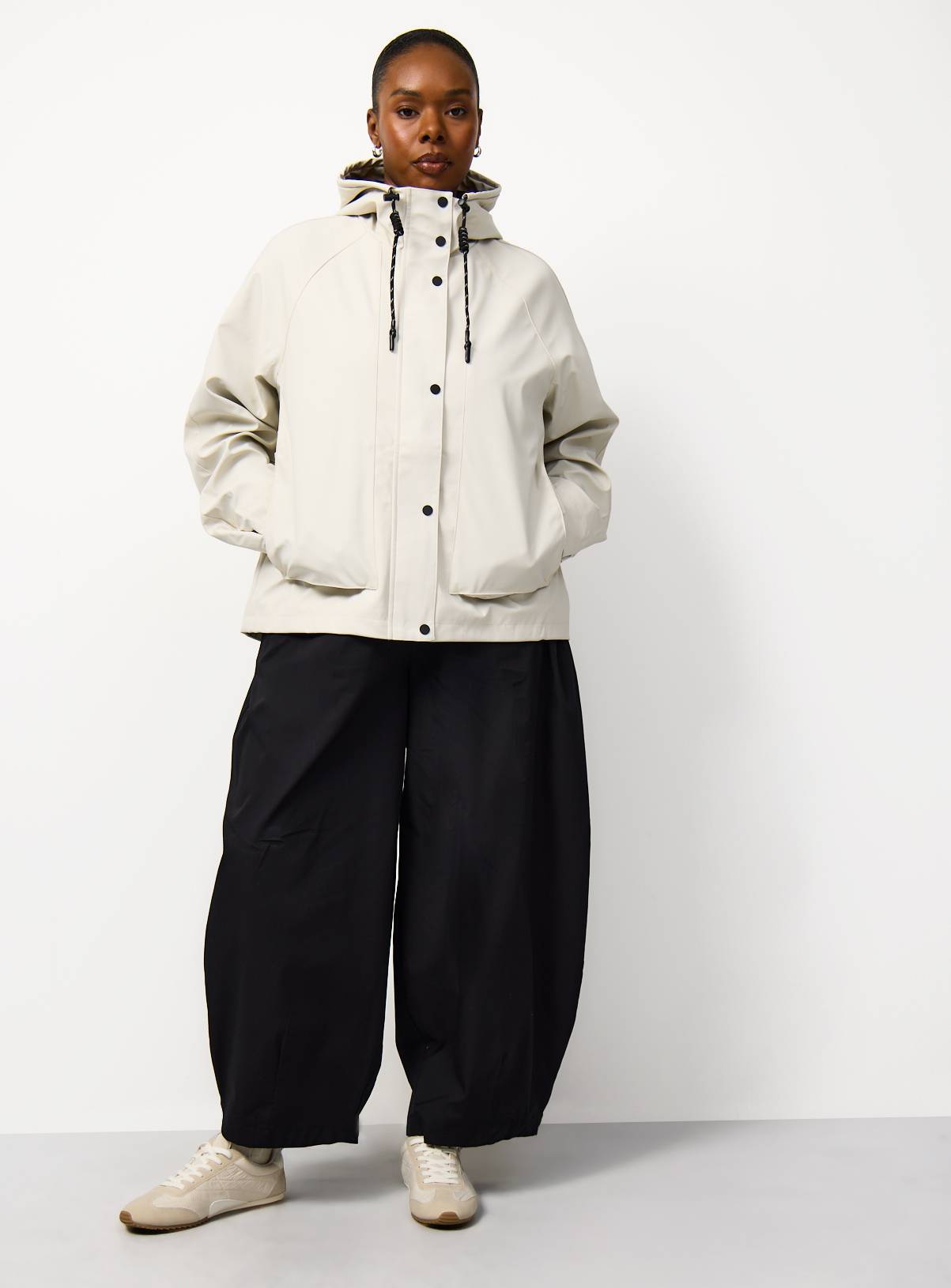 Cream Rubberised Hooded Raincoat XS - Image 2