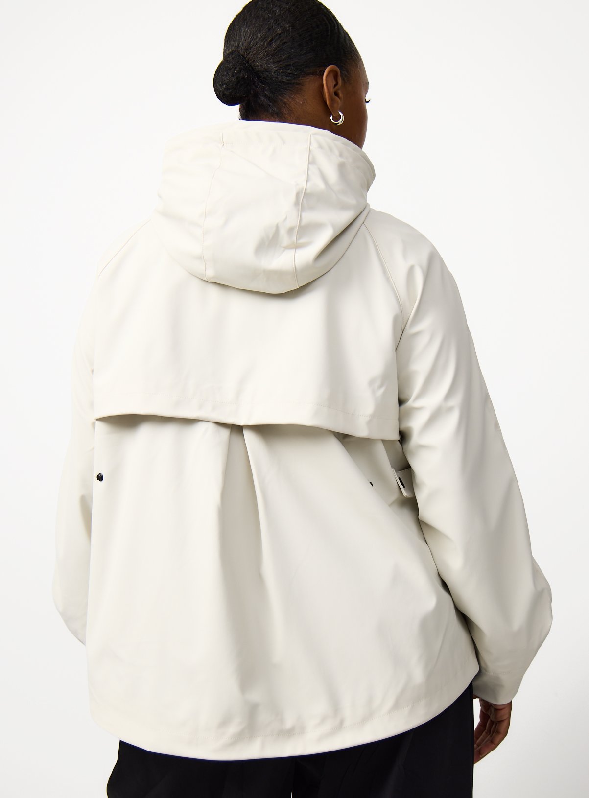 Cream Rubberised Hooded Raincoat XS - Image 4 thumbnail