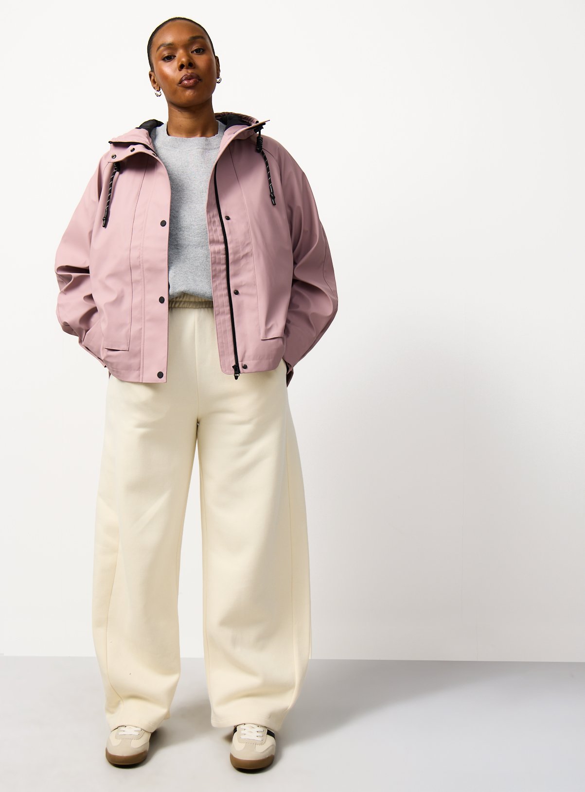 Pink Rubber Hooded Raincoat L - Image 2 thumbnail