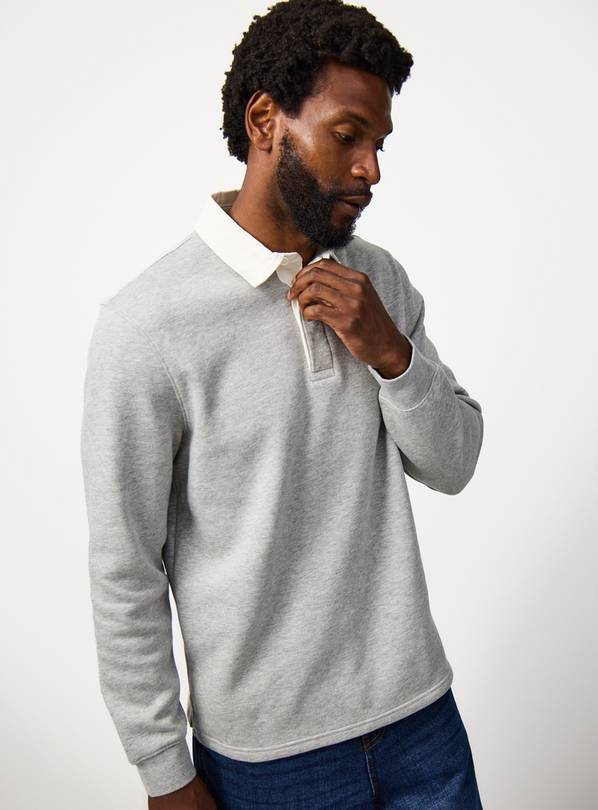 Grey Long Sleeve Rugby Sweatshirt XL