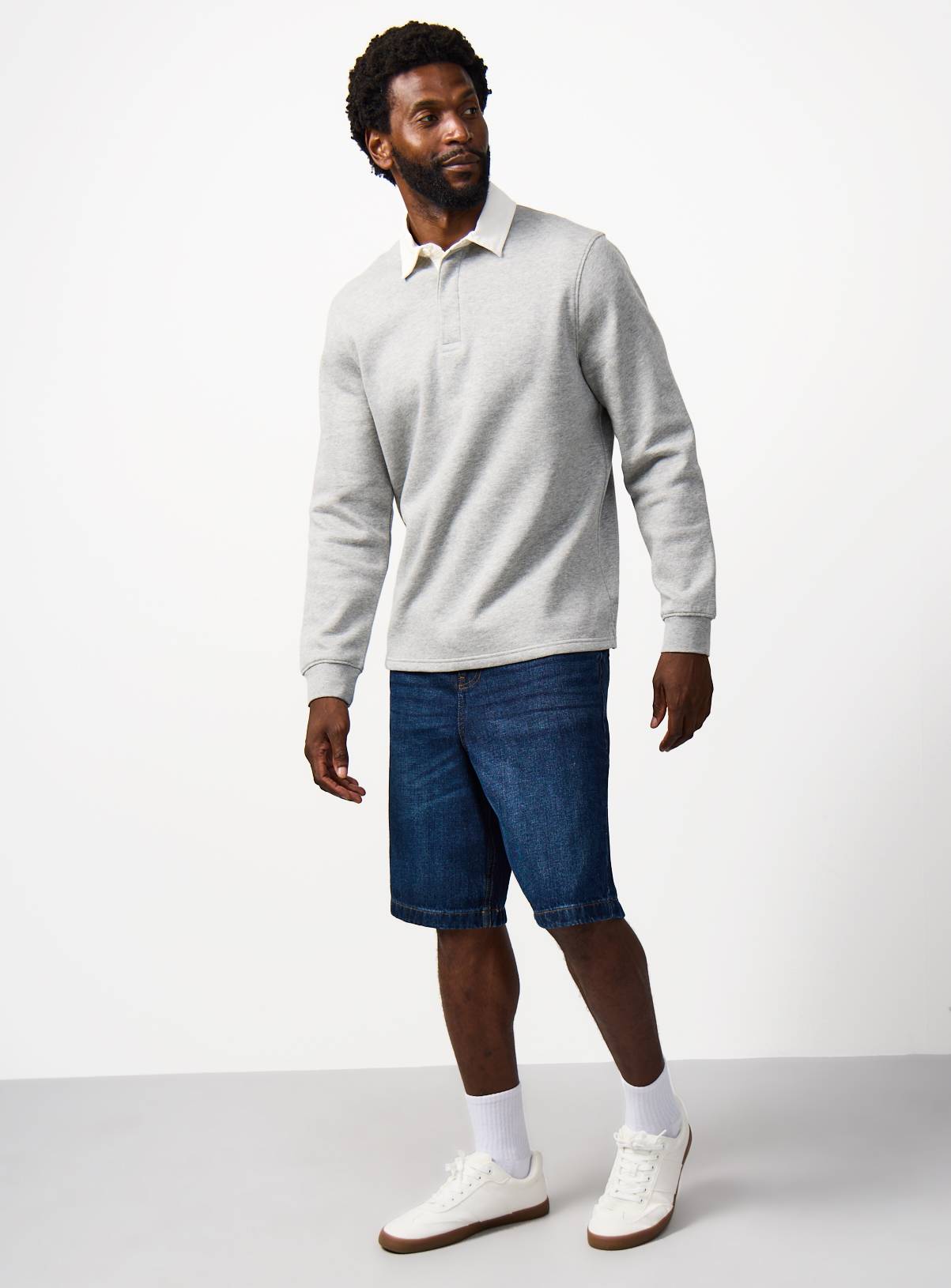 Grey Long Sleeve Rugby Sweatshirt XL - Image 2