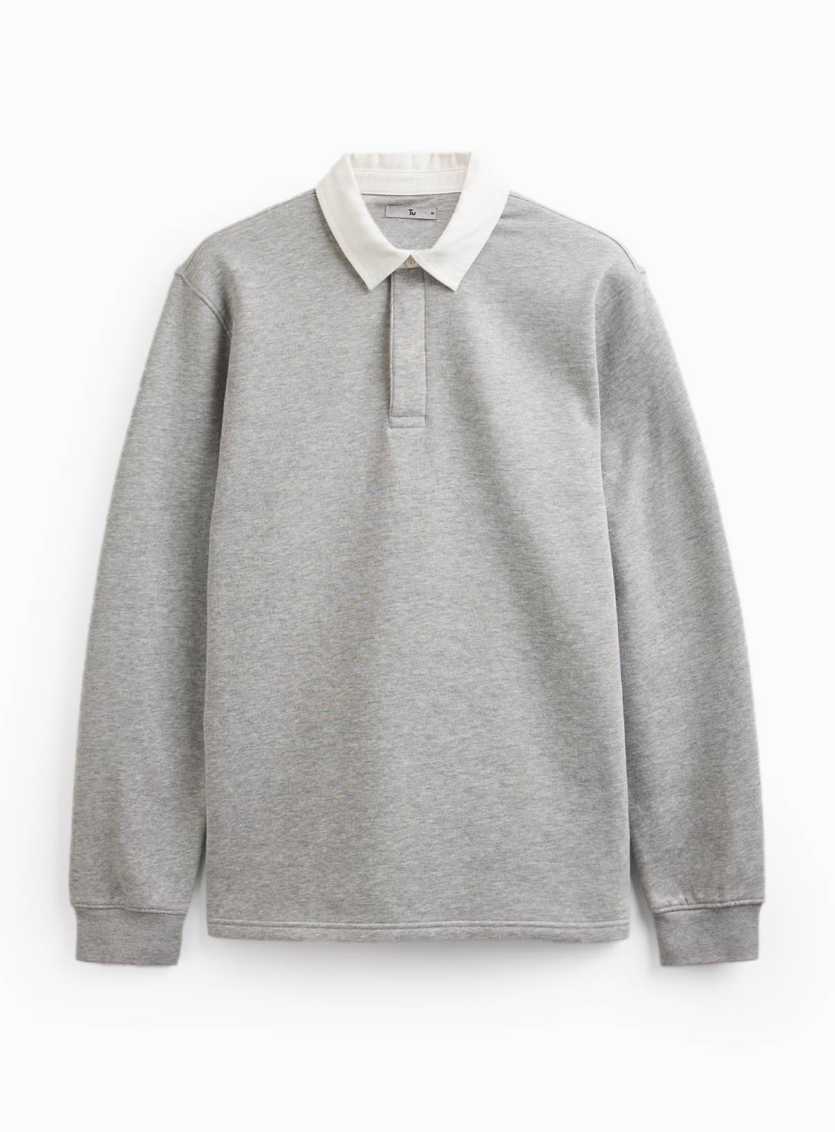Grey Long Sleeve Rugby Sweatshirt XL - Image 3