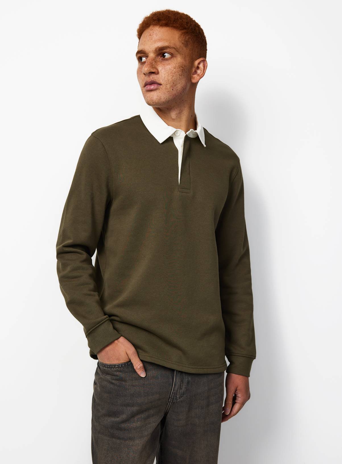 Khaki Long Sleeve Rugby Sweatshirt XXXXL - Image 1