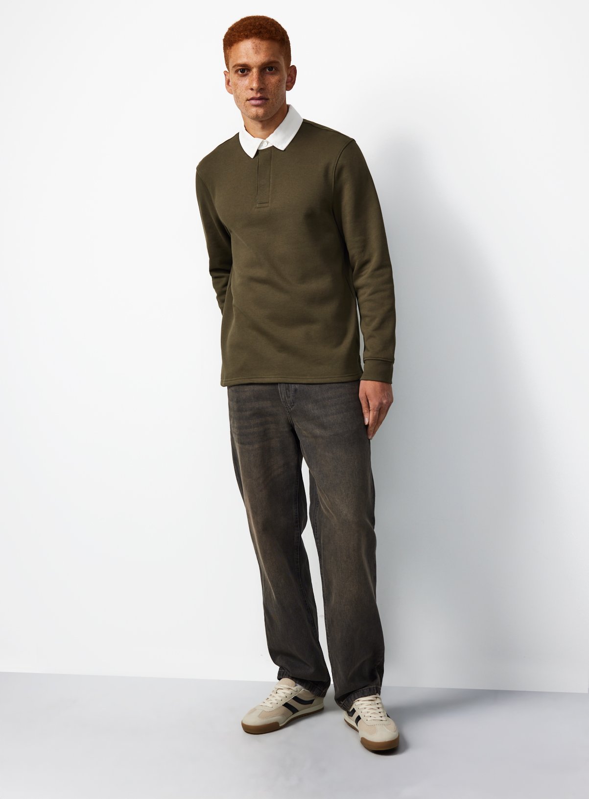 Khaki Long Sleeve Rugby Sweatshirt XXXXL - Image 2 thumbnail