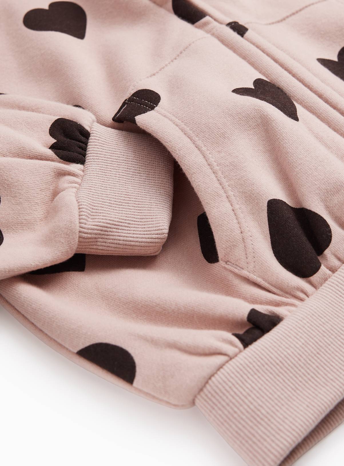 Pink & Black Heart Pattern Zip Up Hoodie 5-6 years - Image 2