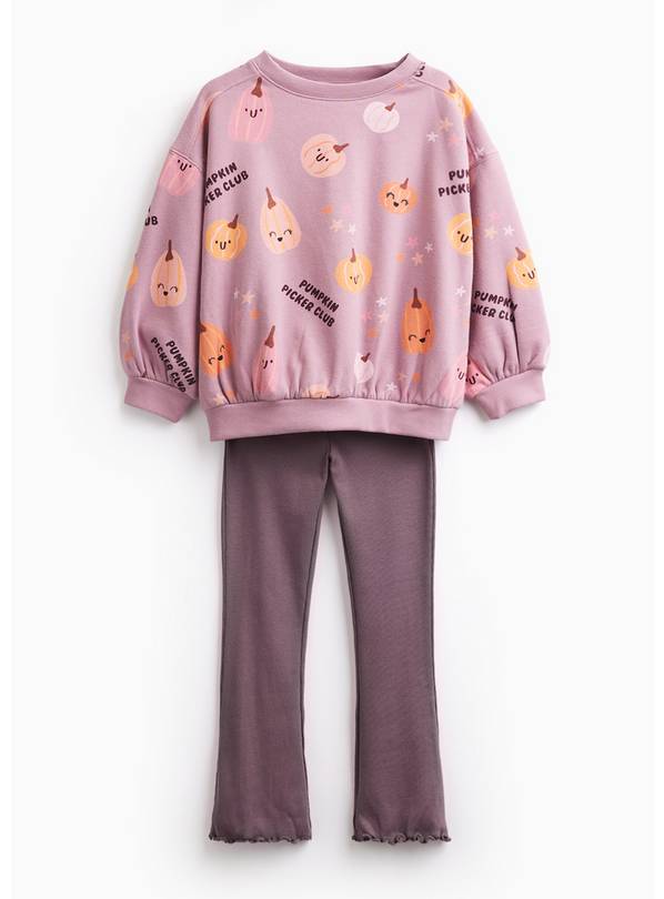 Purple Pumpkin Print Relaxed Kickflare Sweat Set 5-6 years