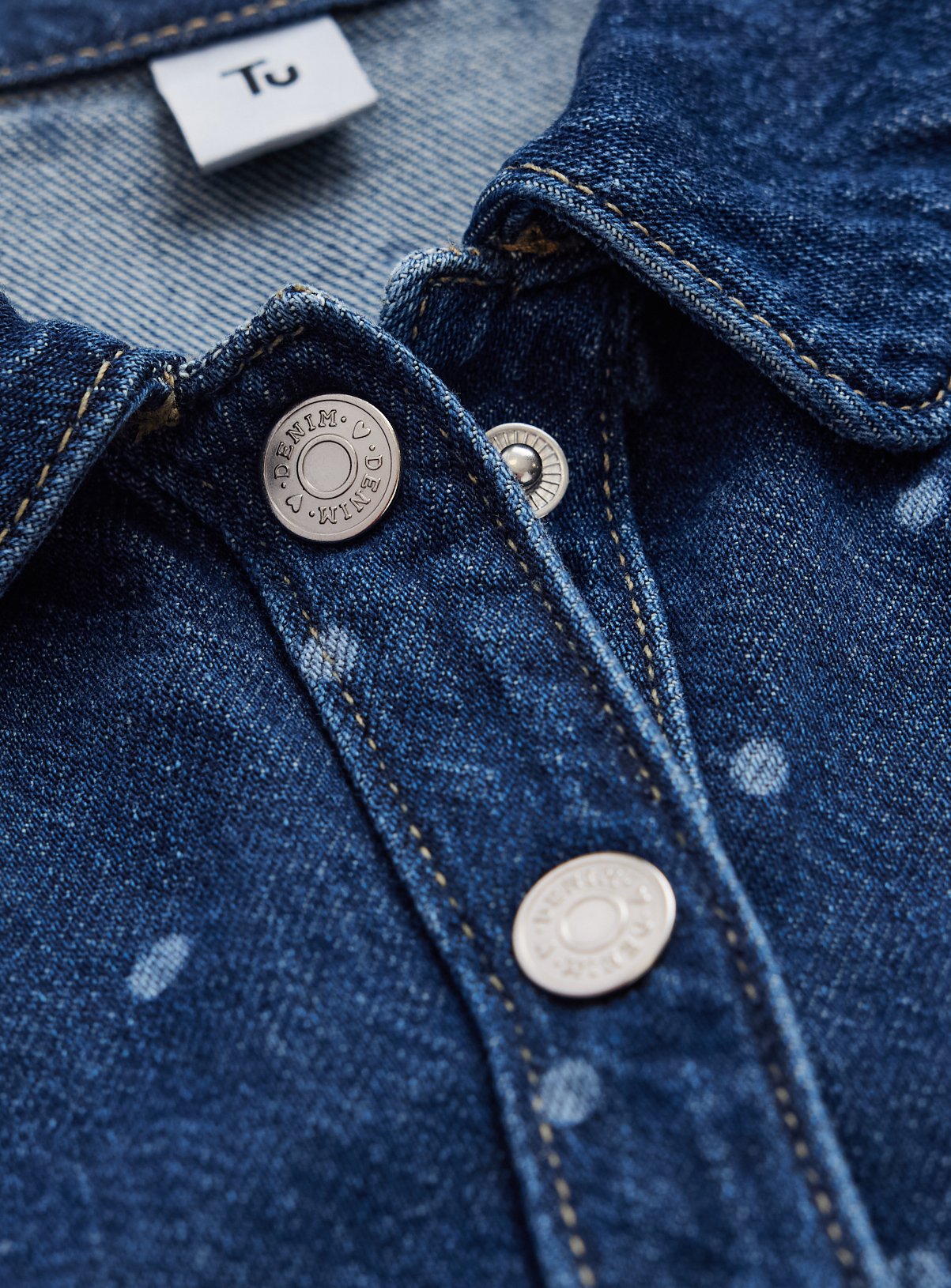 Dark Denim Polka Dot Print Shirt Dress & Tights Set 7-8 years - Image 4 thumbnail