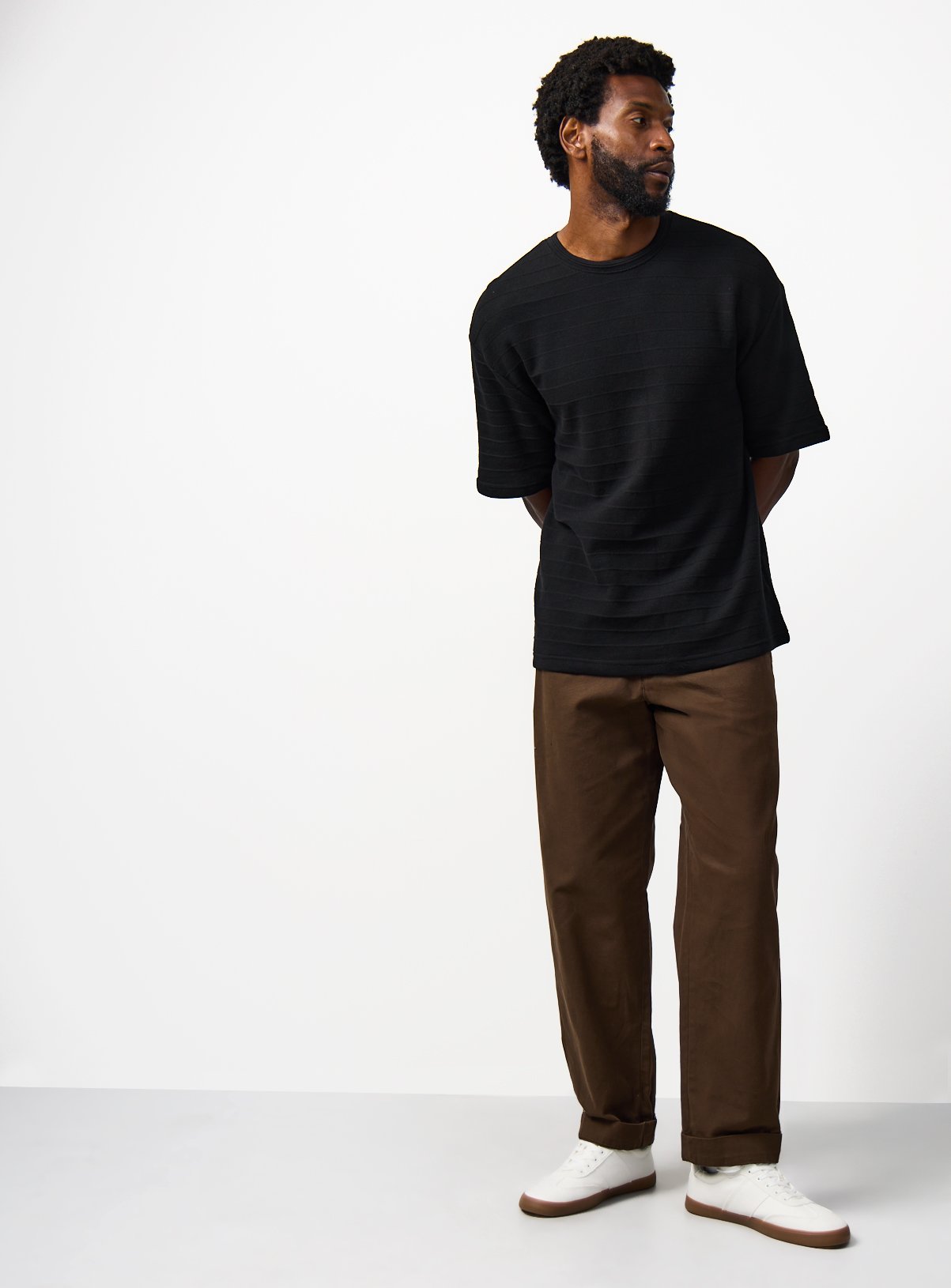 Black Textured Relaxed Fit T-Shirt XXXL - Image 2 thumbnail
