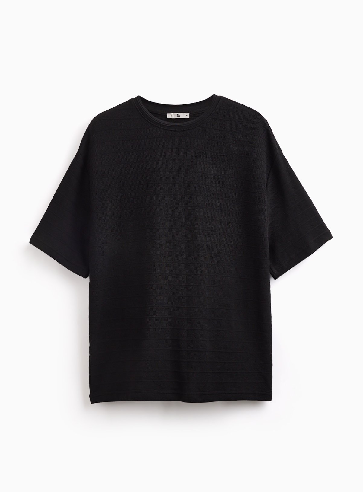 Black Textured Relaxed Fit T-Shirt XXXL - Image 3 thumbnail