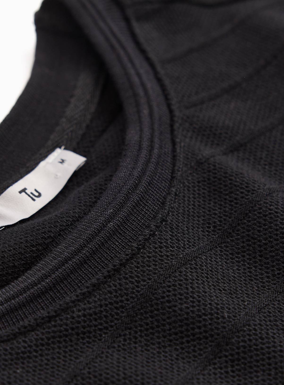 Black Textured Relaxed Fit T-Shirt XXXL - Image 4