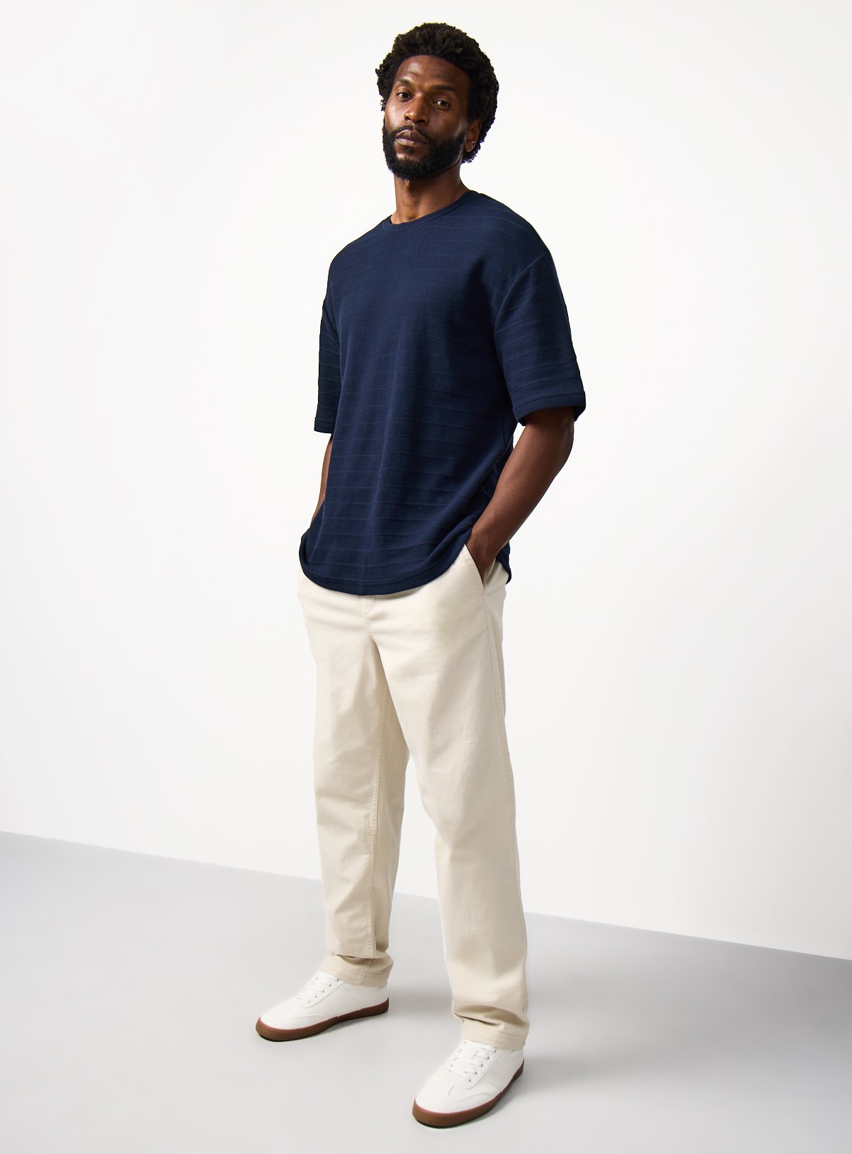 Navy Textured Relaxed Fit T-Shirt XXXL - Image 2 thumbnail