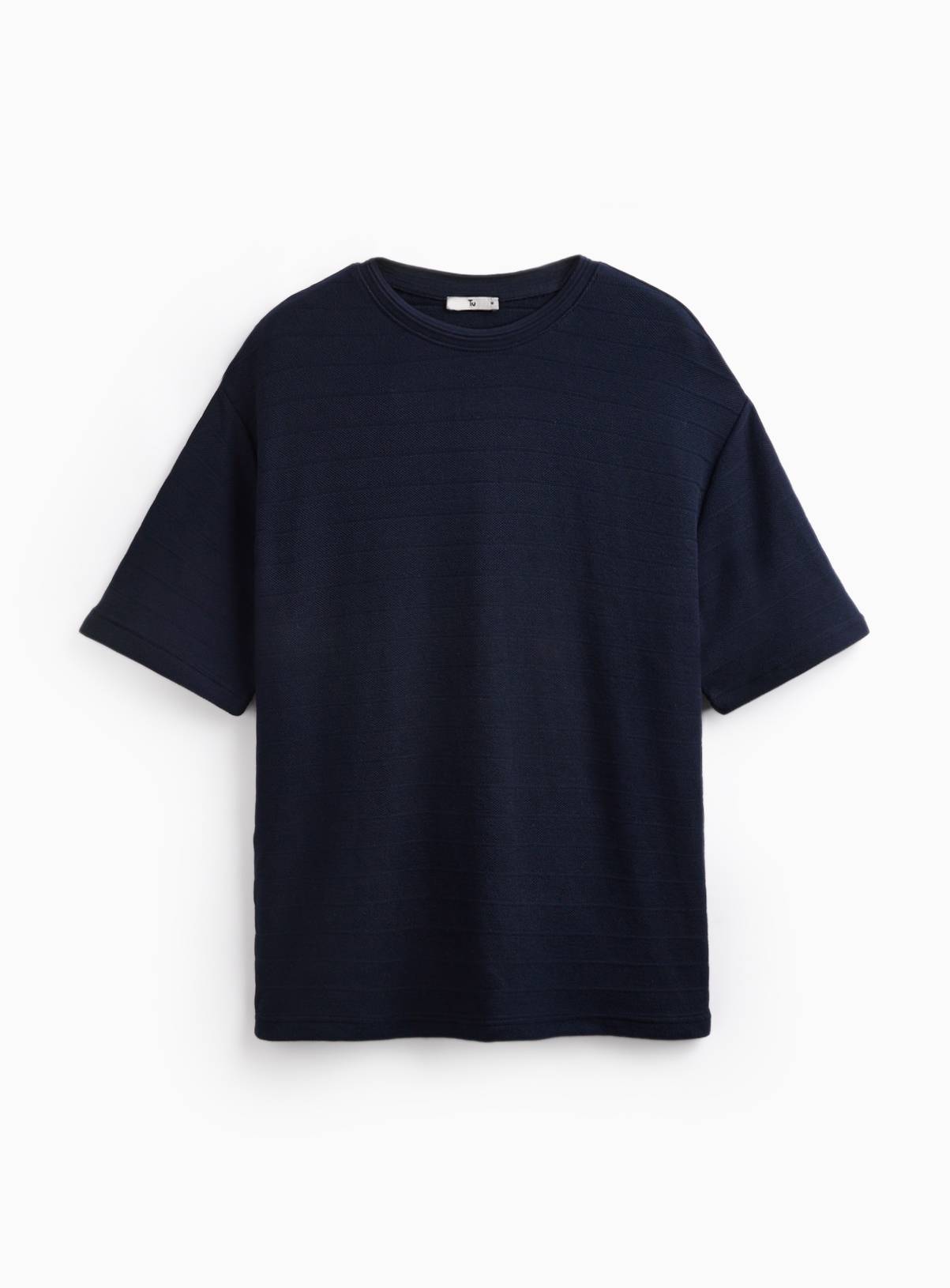 Navy Textured Relaxed Fit T-Shirt XXXL - Image 3