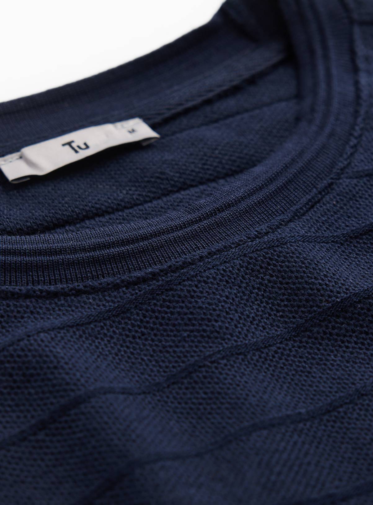 Navy Textured Relaxed Fit T-Shirt XXXL - Image 4