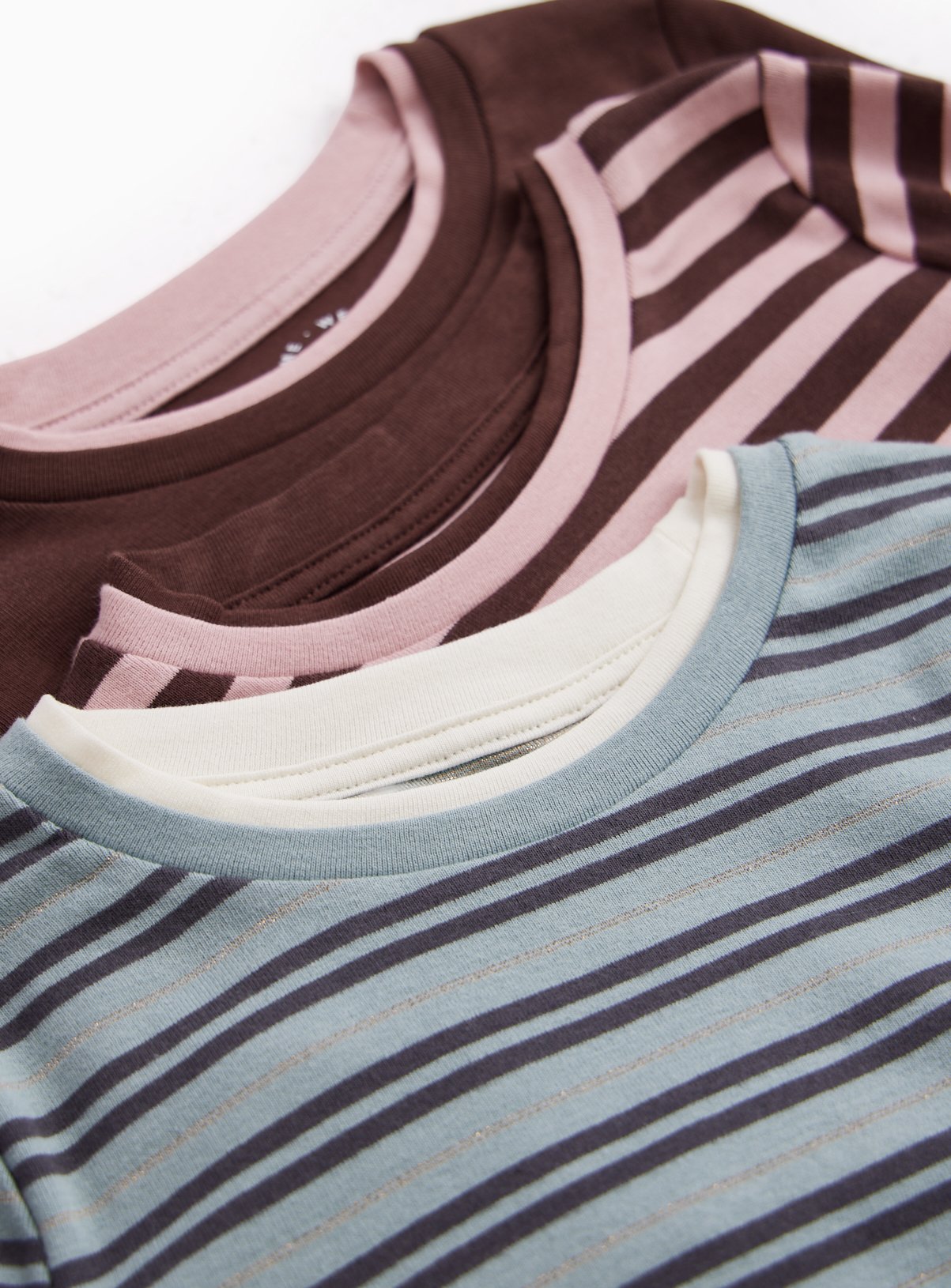 Burgundy Stripe Double Layer Long Sleeve Tops 3 Pack 11 years - Image 2 thumbnail