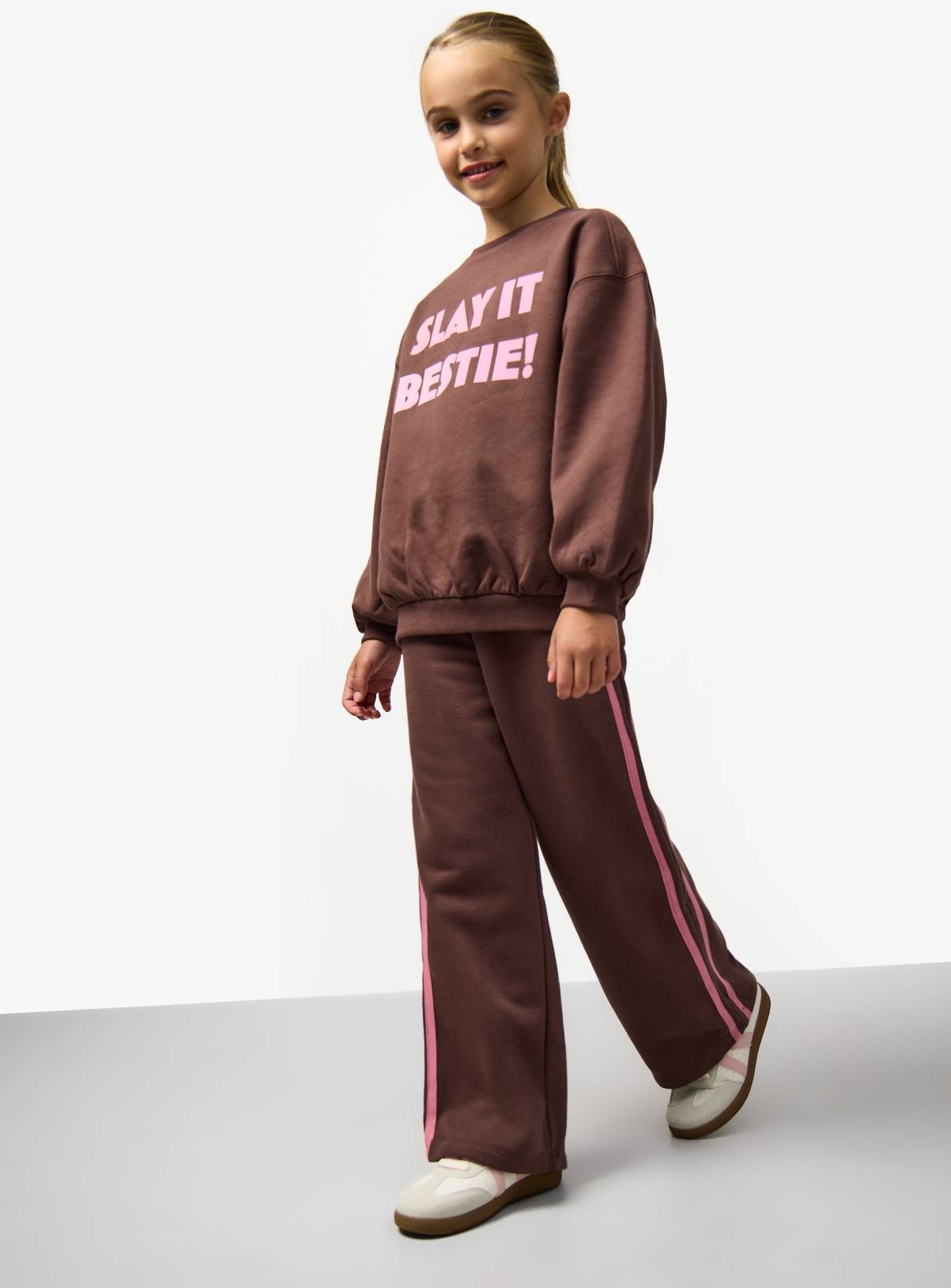 Brown Slay It Bestie Graphic Sweatshirt 11 years - Image 2