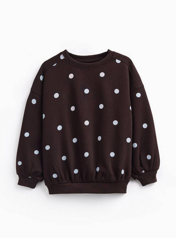Brown Polka Dot Print Crew Neck Sweatshirt 8 years