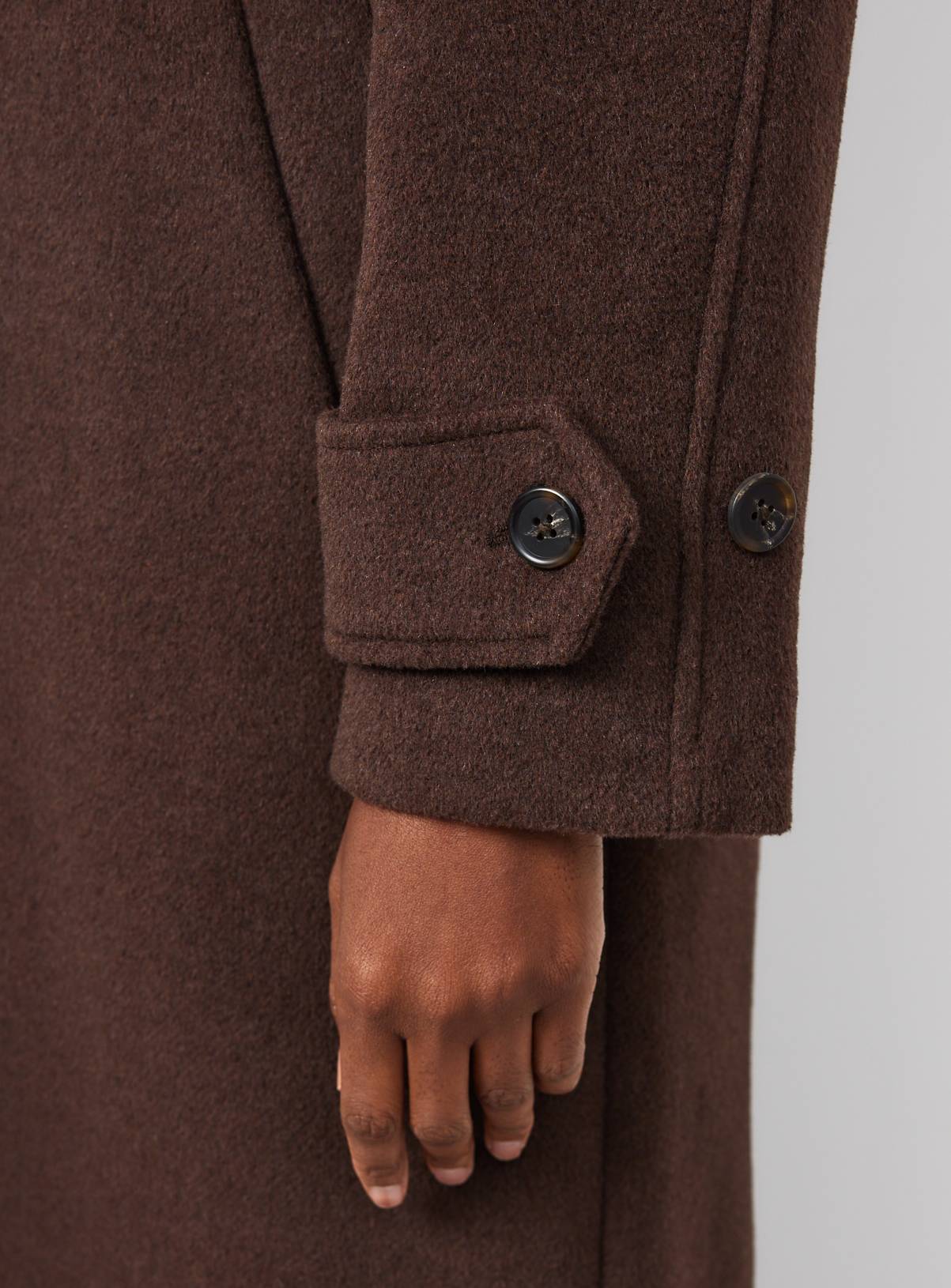 Brown Wool Blend Longline Car Coat XL - Image 3