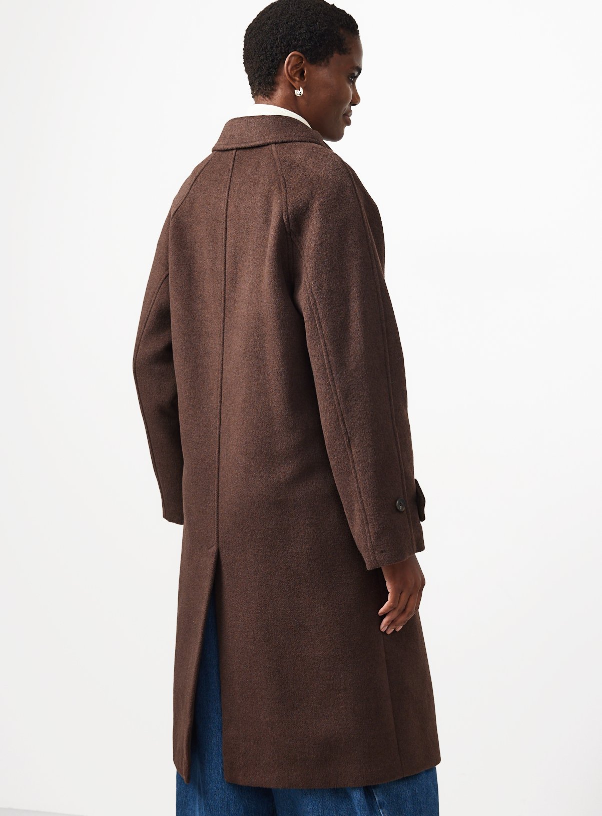 Brown Wool Blend Longline Car Coat XL - Image 4 thumbnail