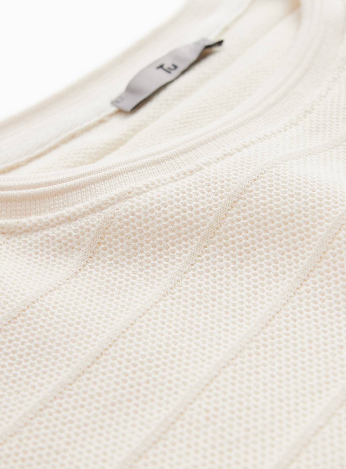 Cream Textured Relaxed Fit T-Shirt XXXL - Image 4